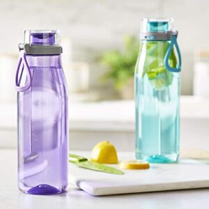 Amazon Basics Tritan Water Bottle with Action Lid – 24-Ounce, 2-Pack, Blue and Purple