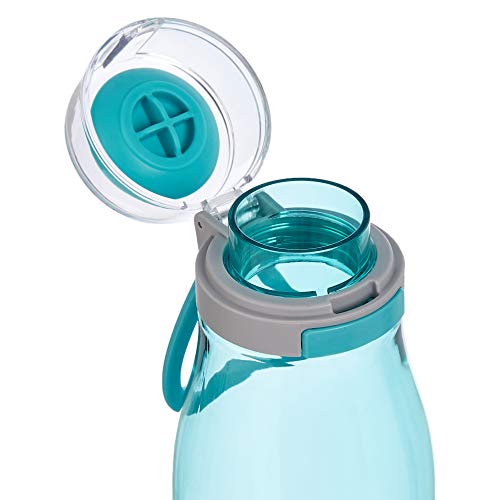 Amazon Basics Tritan Water Bottle with Action Lid – 24-Ounce, 2-Pack, Blue and Purple