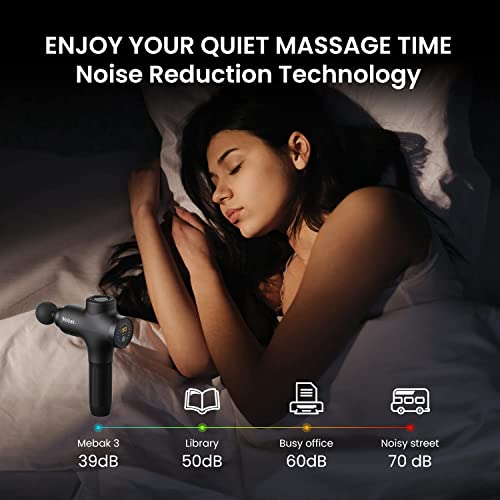 Mebak 3 Massage Gun Deep Tissue Massager for Pain Relief Neck Back Body Relaxation, Super Quiet Portable Electric Percussion Massage Black