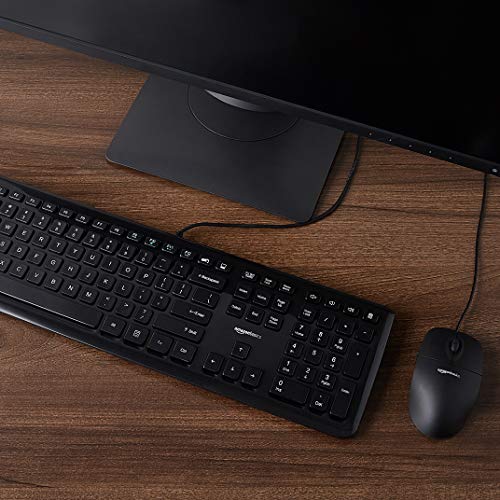 Amazon Basics USB Wired Computer Keyboard and Wired Mouse Bundle Pack