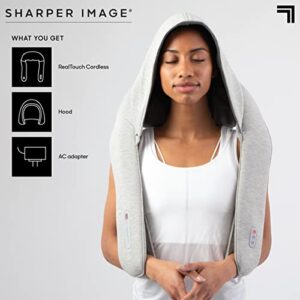 Sharper Image Realtouch Cordless Neck + Shoulder Shiatsu Massager, 3 Speed Settings with Soothing Heat and Optional Hood Attachment, Rechargeable Battery