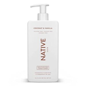 native coconut & vanilla moisturizing vegan conditioner, clean, sulfate, paraben and silicone free – 16.5 fl oz