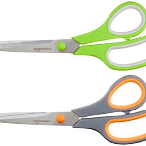 Amazon Basics Multipurpose, Comfort Grip, PVD coated, Stainless Steel Office Scissors - Pack of 2