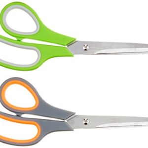 Amazon Basics Multipurpose, Comfort Grip, PVD coated, Stainless Steel Office Scissors - Pack of 2