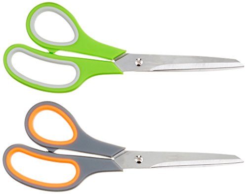 Amazon Basics Multipurpose, Comfort Grip, PVD coated, Stainless Steel Office Scissors - Pack of 2