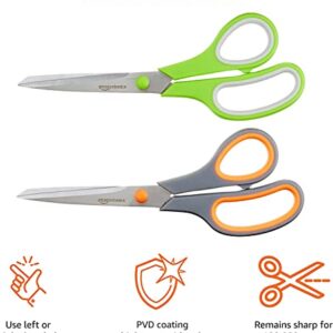 Amazon Basics Multipurpose, Comfort Grip, PVD coated, Stainless Steel Office Scissors - Pack of 2