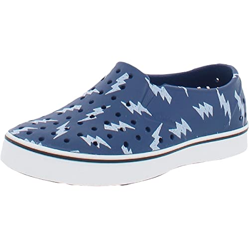 Native Shoes Boy's Miles Print (Toddler/Little Kid) Frontier Blue/Shell White/Shell Lightning 9 Toddler M