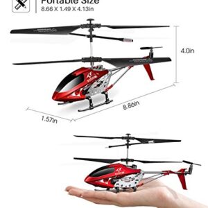 Remote Control Helicopter, S107H-E Aircraft with Altitude Hold, One Key take Off/Landing, 3.5 Channel, Gyro Stabilizer and High &Low Speed, LED Light for Indoor to Fly for Kids and Beginners(Red)