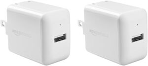 amazonbasics 12w one-port usb-a wall charger (2.4 amp) for phones (iphone 13/12/11/x, samsung, and more) – white (2-pack)