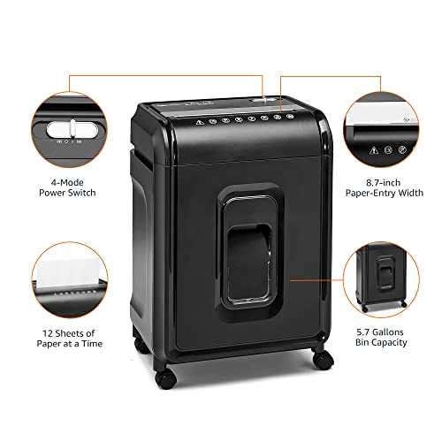 Amazon Basics 12-Sheet High-Security Micro-Cut Paper, CD, and Credit Card Shredder with Pullout Basket