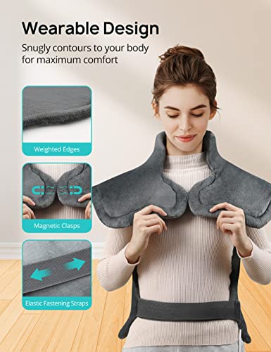 Heating Pad for Back Pain Relief, EVAJOY 24" x 29.5" Large Size Electric Massager Heating Pad for Neck, Back, Shoulders with 3 Heat Levels, 6 Massage Settings, 2H Auto Shut-Off