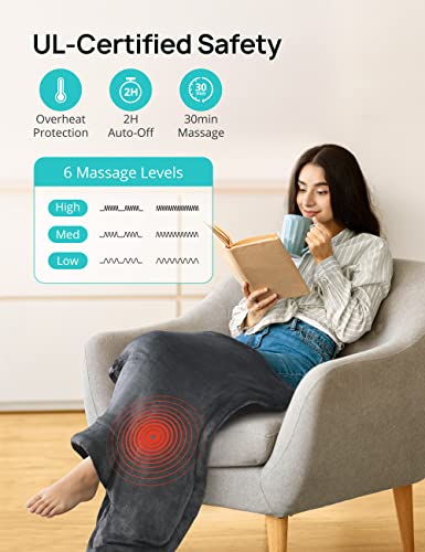 Heating Pad for Back Pain Relief, EVAJOY 24" x 29.5" Large Size Electric Massager Heating Pad for Neck, Back, Shoulders with 3 Heat Levels, 6 Massage Settings, 2H Auto Shut-Off