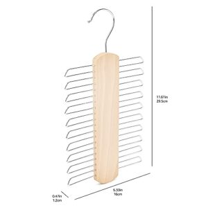 Amazon Basics 20 Bar Wooden Tie Hanger & Belt Rack - Natural, 2-Pack