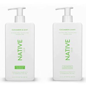 Native Shampoo and Conditioner Set | Sulfate Free, Paraben Free, Dye Free, with Naturally Derived Clean Ingredients| 16.5 oz (Cucumber & Mint, Volumizing), 1.31 pounds