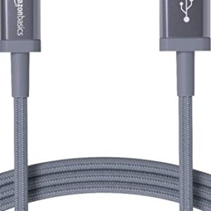 Amazon Basics Nylon Braided USB-C to Lightning Cable, MFi Certified Charger for iPhone 14 13 12 11 X Xs Pro, Pro Max, Plus, iPad, Dark Gray, 6-Foot