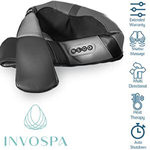 InvoSpa Shiatsu Back Shoulder and Neck Massager with Heat - Deep Tissue Kneading Pillow Massage - Back Massager, Shoulder Massager, Electric Full Body Massager Gift - Massagers for Neck and Back