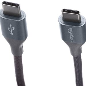 Amazon Basics 10 foot Nylon USB-C to USB-C 2.0 Fast Charging Cable, Dark Gray, Laptop