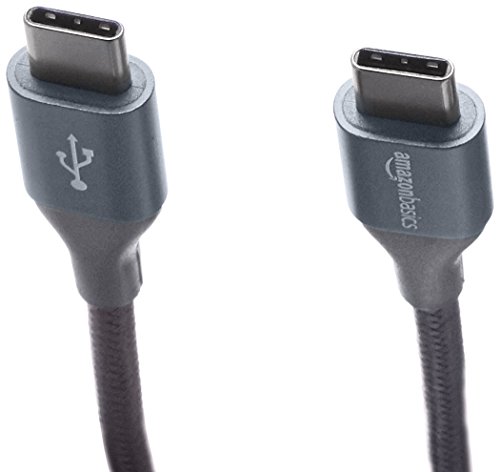 Amazon Basics 10 foot Nylon USB-C to USB-C 2.0 Fast Charging Cable, Dark Gray, Laptop