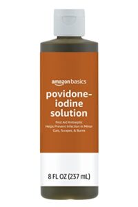 amazon basics 10% povidone iodine solution first aid antiseptic, 8 fluid ounces, 1-pack (previously solimo)