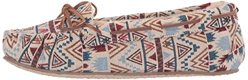 Minnetonka Womens Mosaic Cally Moccasin, Cream Mosaic, Size 8