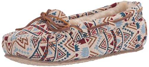 Minnetonka Womens Mosaic Cally Moccasin, Cream Mosaic, Size 8