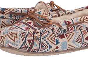 Minnetonka Womens Mosaic Cally Moccasin, Cream Mosaic, Size 8