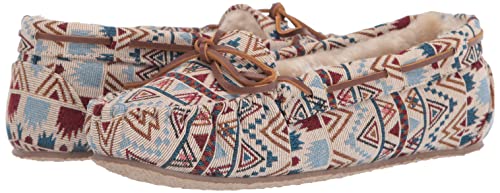 Minnetonka Womens Mosaic Cally Moccasin, Cream Mosaic, Size 8