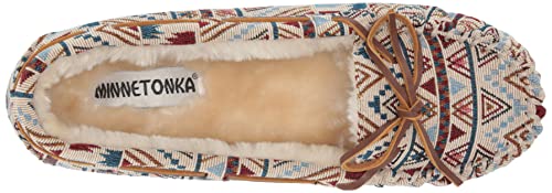 Minnetonka Womens Mosaic Cally Moccasin, Cream Mosaic, Size 8