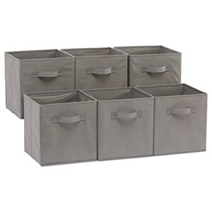 amazon basics collapsible fabric storage cubes organizer with handles, 10.5″x10.5″x11″, grey – pack of 6
