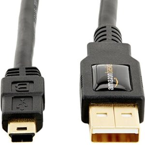 Amazon Basics USB 2.0 Cable - A-Male to Mini-B Cord - 6 Feet (1.8 Meters)Black- 1-Pack, for Personal Computer