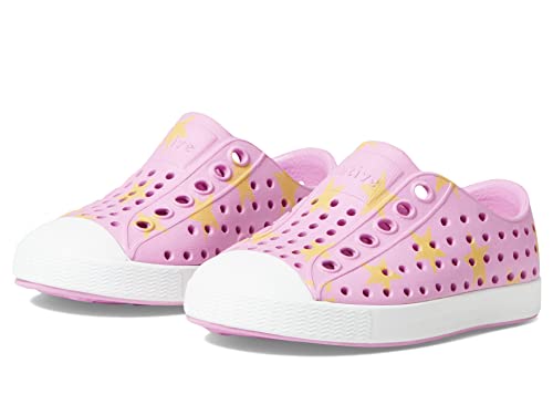 Native Shoes Kids Jefferson Sugarlite Print Sneakers for Toddler - EVA Upper with Round Toe Design, and Low-Top Silhouette Winterberry Pink/Shell White/Morning Stars 9 Toddler M
