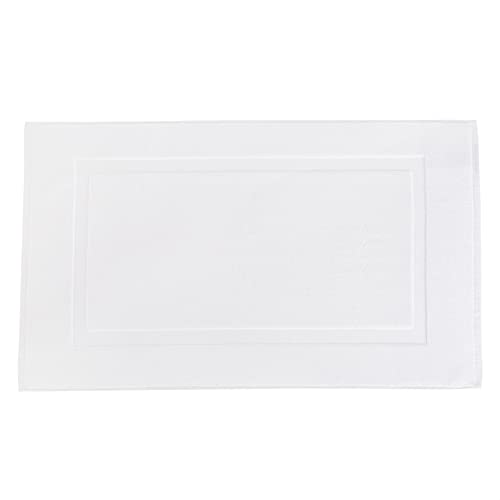 Amazon Basics Banded Bathroom Bath Rug Mat - 20 x 31 Inch, Bright White