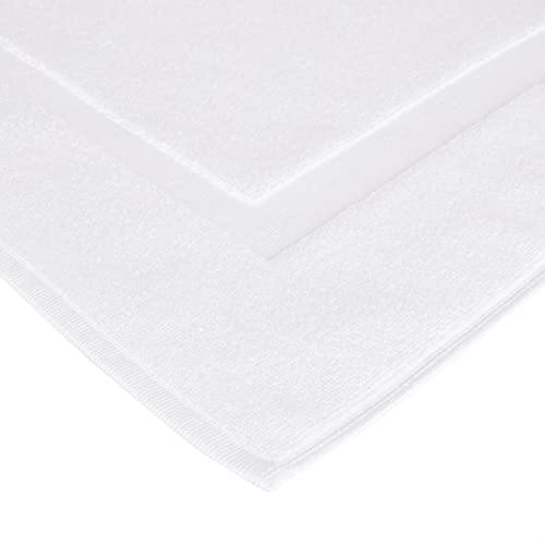 Amazon Basics Banded Bathroom Bath Rug Mat - 20 x 31 Inch, Bright White