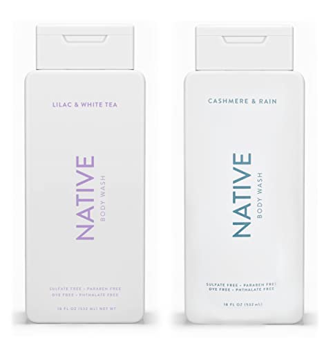 Native Body Wash Twin Pack | Naturally Derived Clean Ingredients, 18 fl oz (532 mL) Each (Lilac & White Tea/ Cashmere & Rain)