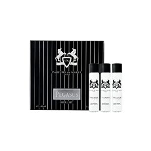 parfums de marly – pegasus – refill travel set – 3 x 0.35 fl oz – eau de parfum for men – top notes cypress, bergamot, heliotrope – heart notes jasmine, lavender, bitter almond – 3 x 10ml