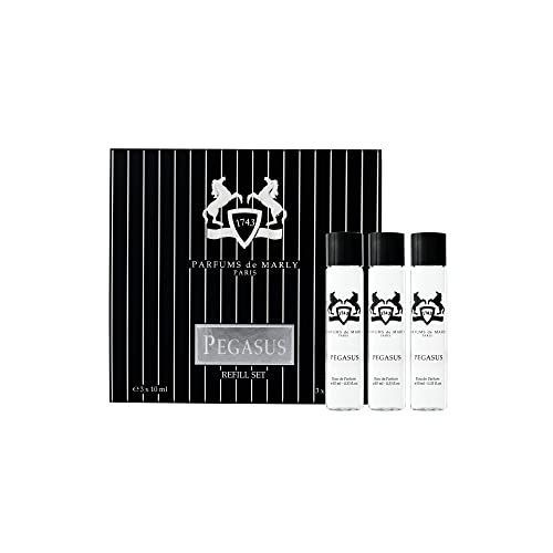 PARFUMS de MARLY - Pegasus - Refill Travel Set - 3 x 0.35 Fl Oz - Eau De Parfum For Men - Top Notes Cypress, Bergamot, Heliotrope - Heart Notes Jasmine, Lavender, Bitter Almond - 3 x 10ml