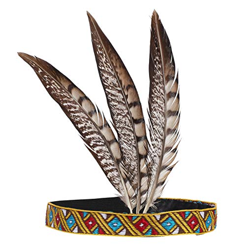 Amosfun Indian headdress headband for native American costume- Indian Halloween costume adult headband- Headpiece Fashion Elegant Flapper Headband- Hair Decoration