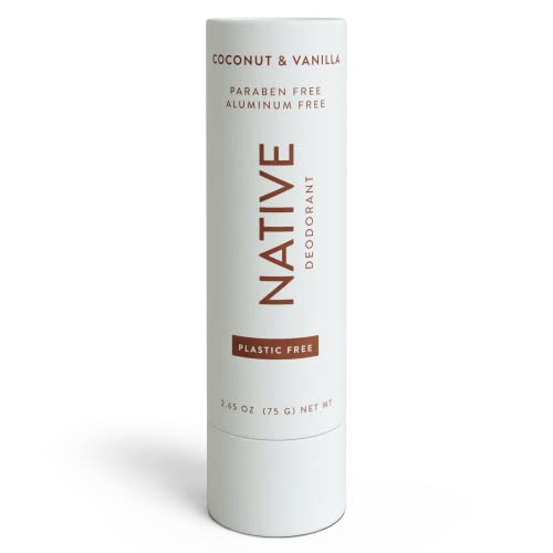 Native Plastic Free Deodorant | Natural Deodorant for Women and Men, Aluminum Free with Baking Soda, Probiotics, Coconut Oil and Shea Butter | Coconut & Vanilla