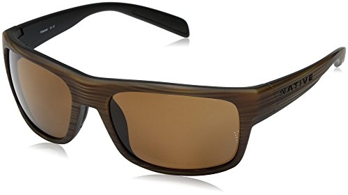 Native Eyewear Ashdown Rectangular Sunglasses, Wood/Brown Polarized, 58 mm