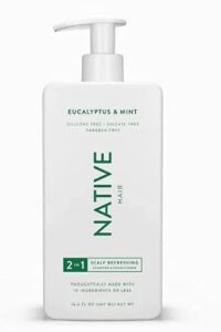 native eucalyptus & mint 2-in-1 shampoo and conditioner, scalp refreshing |sulfate free, paraben free, dye free, with naturally derived clean ingredients| 16.5 oz