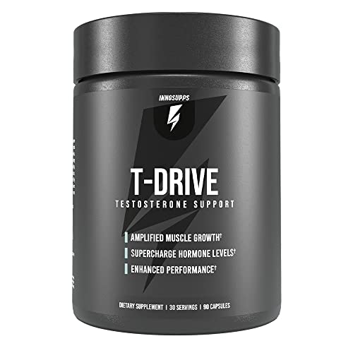 InnoSupps : T-Drive | Testosterone Booster | Amplify Muscle Growth | KSM-66 Ashwagandha, Boron, Fenugreek | 90 Capsules