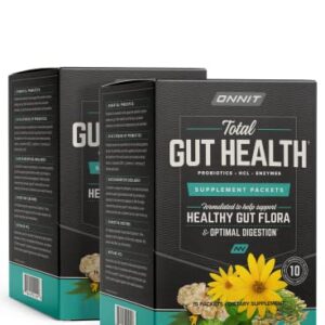 ONNIT Total Gut Health - Complete Probiotics & Digestive Enzyme Supplement for Women & Men | 5 Strains of Probiotics, Prebiotics, Enzymes, Betaine HCL