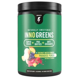 innosupps inno greens | 28+ organic greens & superfoods | advanced prebiotics + probiotics | super antioxidant + hydration | spirulina, chlorella, ashwagandha – 30 servings (paradise punch)