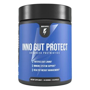 inno gut protect | complete probiotic & postbiotic formula, vegan-friendly, corebiome, grape seed skin extract, super probiotic blend, 30 servings