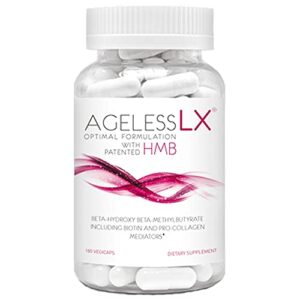 agelesslx supplement for women with hmb, collagen enhancers vitamin d3 and k2, horsetail and biotin – builds lean sculpted muscle, glowing skin and thicker, stronger hair and nails