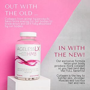 AgelessLX Supplement for Women with HMB, Collagen Enhancers Vitamin D3 and K2, Horsetail and Biotin - Builds Lean Sculpted Muscle, Glowing Skin and Thicker, Stronger Hair and Nails