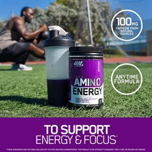 Optimum Nutrition Amino Energy - Pre Workout with Green Tea, BCAA, Amino Acids, Keto Friendly, Green Coffee Extract, Energy Powder - Concord Grape, 30 Servings