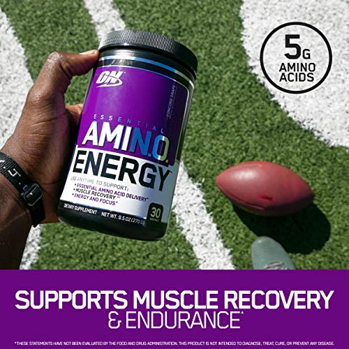 Optimum Nutrition Amino Energy - Pre Workout with Green Tea, BCAA, Amino Acids, Keto Friendly, Green Coffee Extract, Energy Powder - Concord Grape, 30 Servings