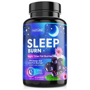 built by nature sleep burn – premium 2-in-1 pm sleep formula for men and women, night time sleep supplement to support sleep, made in usa, 60 capsules