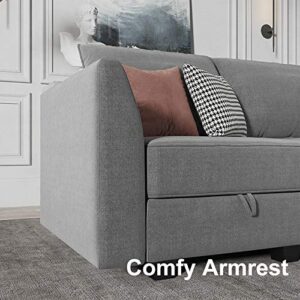 HONBAY Modular Sectional Sofa U Shaped Couch with Reversible Chaise Modular Couch Sectional Sofa with Ottomans, Grey